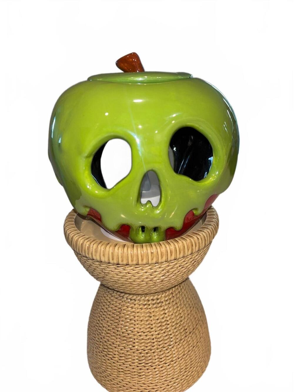 Disney Poison Apple Ceramic Candle Holder with 'Just One Bite' Text